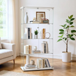 Klaasist vitriinkapp Seisev vitriinkapp klaasist ja lukuga Vitriinkapp klaasist ja 2 uksega 4 kambrit kollektsioonidele, raamatutele, mudelitele, m&auml;nguasjadele (valge)