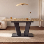 B&D home Willem 11201-WM-EIDA s&ouml;&ouml;gilaud, pikendatav 120-160 x 80 cm, 4-6 inimesele, puidust k&ouml;&ouml;gilaud koos sambaga s&ouml;&ouml;gituppa, k&ouml;&ouml;ki, skandinaavia modernne disain, tammepuust marmorist v&auml;limus