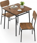 GIANTEX s&ouml;&ouml;gilaud 2 tooliga, s&ouml;&ouml;gikomplekt 2 inimesele, 70 x 70 cm, k&ouml;&ouml;gilaud, s&ouml;&ouml;gilaud koos hoiuriiuliga, s&ouml;&ouml;gir&uuml;hm metallraamiga, k&ouml;&ouml;gibaarist istumiskomplekt (Rustic Brown)