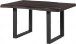 MASSIVMOEBEL24.DE Freeform 5 - Puu laud mangopuidust - Hall lakitud | + U-jalad antratsiitmatt | 140 x 90 x 77 cm | Massiivpuidust laud Puu servaga laud s&ouml;&ouml;gilaud