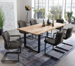 SAM Quintus s&ouml;&ouml;gikomplekt, 180 x 90 cm, naturaalne akaatsiapuit, must raam, 6 x Parzivo tooli, antratsiit