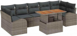 8-teiliges Garten-Sofa-Set mit Kissen Grau Poly Rattan, 2-Sitzer Garten-Sofa mit Stauraum & Kissen Grau Poly Rattan Gartenlounge Model3358288