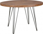 FineBuy Design: Bati Round Dining Table, l&auml;bim&otilde;&otilde;t: 120 x 78 cm, Sheesham Solid Wood Country House Dining Table, pruun k&ouml;&ouml;gilaud 4 inimesele.