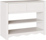 Konsolentisch Beistelltisch 89,5 x 37 x 73 cm, Schmaler Sofatisch aus massivem Kiefernholz, Flurtisch f&uuml;r Wohnzimmer und Eingangsbereich, Wei&szlig;