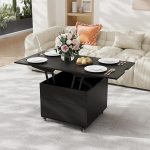 VOWNER kohvilaud reguleeritava k&otilde;rgusega, 3-in-1 multifunktsionaalne kohvilaud, mis on muudetav elutoa s&ouml;&ouml;gilauaks, kohvilaud varjatud hoiuruumiga, 120 L x 60 W x 68 H cm (must)