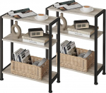 K&otilde;rvallaud 3-tasandiline komplekt 2, v&auml;ike k&uuml;ljelaud, diivanipoolne laud kitsastesse ruumidesse, kitsas k&uuml;ljelaud, &ouml;&ouml;kapp elutuppa, magamistuppa, kontorisse, Greige'i v&auml;rvi