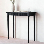 Konsole Aus Massivholz Mit Versteckter Schublade, Wellenf&ouml;rmiges Design, Moderner Beistelltisch F&uuml;r Flur Und Wohnzimmer(Black,120cm/47in)