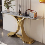 Generisch Industrial konsoollaud kitsas diivanilaud metallist baasiga aktsentlaud elutuppa magamistuppa fuajeesse - kuldne viimistlus, 100cm pikkune