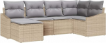 6-teiliges Garten-Sofa-Set mit Kissen Beige Poly Rattan Gartenlounge Model3346790