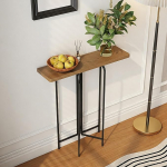 Konsolentisch Schmal, Moderner Beistelltisch Schmal mit Massivholzplatte und Metallbeinen, 60 &times; 22 &times; 90 cm, Einfache Montage f&uuml;r Flur, Eingangsbereich und Wohnzimmer(Brown)