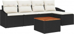 6-teiliges Garten Sofa Set mit Kissen Schwarz Poly Rattan Akazie Gartenlounge Model3347817