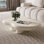 Puidust kohvilaud, kaasaegne armas kohvilaud, ebaregulaarne, lihtne teelaud, keskne laud v&auml;ikestesse ruumidesse, k&uuml;ljelaud elutuppa, koju, kontorisse (valge pilvikujuline L 100 cm)