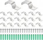 hankekaart 30 St&uuml;ck starre Rohrb&auml;nder passend f&uuml;r 8 x 16 mm Streifen/Kabel, Edelstahl, U-f&ouml;rmige Kabelbandklemme mit 1 Loch f&uuml;r Rohr, Draht, Schnur, Rohrbefestigung