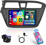 Hikity 2+64G autoraadio navigeerimine Hyundai i20 2015-2018 jaoks koos traadita Carplay Android auto peeglilinkiga, 9-tolline puuteekraaniga Android 15 raadio Bluetooth GPS WiFi EQ FM RDS SWC MIC tagurdamine