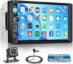 7-tolline autoraadio Airplay Android Castiga, FM-raadio 1 DIN koos Bluetoothiga, vasakpoolne peegel, EQ, USB/TF/AUX, IPS puuteekraaniga autoraadio koos tagurduskaamera / roolijuhtimisega