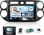 CAMECHO 4+64G Android 15 Navi Autoradio f&uuml;r VW Volkswagen Tiguan 2006-2016, 9 Zoll GPS Bluetooth Radio Incell HD mit Wireless Carplay Android Auto WiFi FM RDS EQ Mirror Link +R&uuml;ckfahrkamera