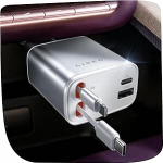 LISEN 4 in 1 sigaretis&uuml;&uuml;taja USB C 75 W autolaadija - 12 V USB adapter auto lisaseadmed elektroonika, j&otilde;ulukingitused meestele naistele, auto lisaseadmed iPhone 17 Pro Max Air, valge