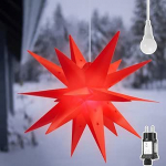 SALCAR 60 cm 3D valgusk&uuml;llane t&auml;ht, LED j&otilde;ulut&auml;ht, valgustatud aken, advendit&auml;ht, j&otilde;ulukaunistus siseruumides, rippuv, punane.