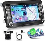6+128G Motorsi Android Autoradio VW Golf 5 6 Polo Seat Skoda Passat, 7-tolline Android 15 autoraadio Carplay Stereo koos GPS WiFi Bluetooth 5.0 FM/RDS AHD tagurduskaameraga, toetab DAB-i.