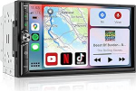 Android Doppel Din Radio mit Wireless Carplay Android Auto Autoradio mit Bildschirm, 4G+64G 7 Zoll Car Play, Bluetooth, GPS, WiFi, AM/FM/RDS
