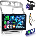 [4+64G] Androidi autoraadio Peugeot 307 2006-2016 juhtmevaba Carplay ja Android autoga - 9-tolline IPS puuteekraaniga autoraadio 1280 * 720P, AI DSP, EQ, SWC, GPS ja AHD tagantvaate kaameraga