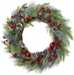 Weldomcor 60 cm j&otilde;ulup&auml;rg, uksep&auml;rg, suur j&otilde;ulugirlande, kuusep&auml;rg koos j&otilde;ulukommetega, m&auml;nnik&auml;bidega, marjadega v&auml;lisuksele, kaminale, seinakaunistusele.