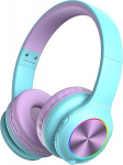 PowerLocus laste Bluetooth k&otilde;rvaklapid, juhtmevabad LED tuledega, 74/85/94 dB helitugevuse piir, kokkupandavad k&otilde;rvaklapid, HD Stereo, Micro SD, sisseehitatud mikrofon kooli, s&uuml;learvuti, mobiiltelefoni, teleri jaoks.