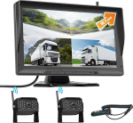 CAMECHO DVR traadita tagurduskaamera komplekt 10-tollise IPS-monitoriga + 2 &ouml;ise n&auml;gemise veekindlat tagurduskaamerat, tugisilmuse salvestamine / jagatud vaade / piltide klappimine veoauto / bussi / kaubiku / p&otilde;llumajanduse jaoks