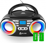 KLIM Boombox B3 kaasaskantav CD-m&auml;ngija + FM-raadio, CD, MP3, Bluetooth, AUX, USB, RGB LED + kaabliga ja juhtmevaba t&ouml;&ouml; koos laetava akuga + t&auml;iustatud CD laserobjektiiv + digitaalne EQ + versioon