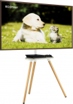 ECOTINY Stativ Staffelei TV-St&auml;nder f&uuml;r 40-65 Zoll Fernseher, h&ouml;henverstellbar, schwenkbar, Eck-Boden-TV-St&auml;nder mit Holzablage, VESA 400 x 400 LCD/LED/OLED-kompatibel, minimalistisch, Wei&szlig;