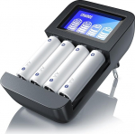 CSL universaalne akulaadija - t&uuml;&uuml;p AA v&otilde;i AAA Ni-MH - mikroprotsessoriga juhitav laadimine - 4 x laadimispesa - lihtne kasutada - LCD-ekraan - must