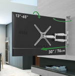 Barkan BM343XLW 13-65" Long White Full Motion 4 Motion TV Wall Mount Bracket for Flat Screen and Curved TVs Hoiab kuni 70 lbs &Auml;&auml;rmiselt pikendatav Sobib LED, OLED