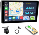 Hikity Android 15 4+64G autoraadio Peugeot 407 2004-2011 9-tollise Incell puuteekraaniga, autoraadio 2DIN traadita Carplay Android autoga, FM/RDS raadio BT GPS WiFi tagurduskaamera + mikrofoniga