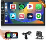 Inefala 7-tolline puuteekraaniga autoraadio 2 DIN Bluetooth CarPlay Androidi autode peeglilink raadio FM EQ roolijuhtimine USB TF/SD AUX + tagurduskaamera