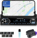 1 DIN autoraadio Bluetoothiga - Bluetooth autoraadio koos mobiiltelefoni hoidjaga - k&auml;ed-vabad telefonik&otilde;ne, FM-raadio, USB/TF/AUX &uuml;hendus, v&auml;rviline taustvalgustus + juhtratta juhtimine + mikrofon