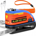 ZEXMTE piduriketta lukustus, laetav mootorratta lukustusalarm 120 dB koos 1,8 m tagasikutsumiskaabliga, tugevdatud, veekindel, k&otilde;rge turvalisusega ketaspidur Moto, jalgratta, rollerile