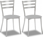 ASTIMESA SCALMGR Two Kitchen Chairs Metal Aluminium Faux Leather Grey Altura de asiento 45 cms