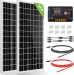 Eco-Worthy 100 W / 120 W / 150 W / 200 W / 240 W, 12 V p&auml;ikesepaneelide komplekt koos 20 A p&auml;ikesepaneelide laadija kontrolleriga ja 5 m p&auml;ikesekaabliga ja Z-kinnitustega RV paadi mootor-kodu jaoks
