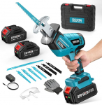 SEESII Reciprocating Saw Battery, 3500 RPM Brushless Motor Battery Universal Saw with 2 x 4.0Ah Batteries, LED Light, 8 Saw Blades Portable for Wood PVC Cutting
