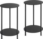 MOOACE Side Tables Living Room Set of 2, Small Round Side Table with Storage Shelves, 2-Tier Bedside Table, Sofa Table, Coffee Table for Living Room, Bedroom, Bathroom, Office