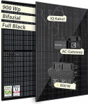 VALE Balcony Power Station Bifazial 900 Wp Full Black - 2x Enphase IQ8HC inverterid - Balcony IQ koos AC Gatewayga - komplekt koos 3 kaabliga - sisaldab App Control'i.