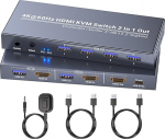 2 port HDMI KVM l&uuml;liti 1 monitor 2 arvuti juhtimiseks 2 arvutit koos 1 komplekti klaviatuuri hiirega ja 1 monitoriga, 4K60Hz toetus ja USB 3.0