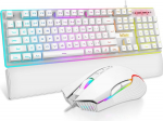 RedThunder K10 Wired Gaming Keyboard ja Mouse UK Layout Real RGB Backlit Ergonoomiline Anti-Ghosting klaviatuur + 7D 7200DPI hiir PC Macile (valge)