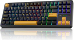 AULA F87 mehaaniline m&auml;nguklaviatuur, 2.4G/Type-C/BT5.0 mehaaniline traadita klaviatuur viie kihilise polstriga, RGB taustavalgustus, Hot-Swap, QWERTY, traadita TKL Creamy klaviatuur (must)