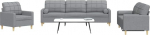 Juroupi 3-TLG. Sofagarnitur mit DekoKissen Sofa Wohnzimmer Sitzgruppe Wohnzimmer Sofa Set Sofas F&uuml;R Wohnzimmer Hellgrau Stoff