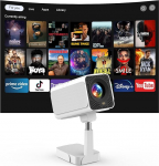 Android TV OS nutiprojektor WiFi ja BT-ga, elektriline fookus / automaatne keystone 720P miniprojektor 180&deg; reguleeritava stendiga