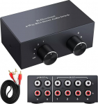 XMSJSIY 4-Way Bi-Directional L/R RCA Stereo Audio Switch 2 in 4 Out v&otilde;i 4 in 2 Out RCA Audio Switch L/R Sound Channel Selector Switch Box for DVD Stereo Speaker CD Player