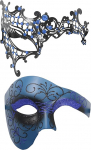 Oidea Veneetsia maskikomplekt paaridele: Must, punane, sinine, metallist mask, karneval, poolmask Halloweeni peole, karnevali kost&uuml;&uuml;m, kingitus perele, s&otilde;brale, paarile, partnerile.