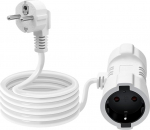 Pikenduskaabel Double Plug 16 A 250 V Schuko Double Plug Kaabel 3 x 1,0 mm&sup2; Schuko pikendus 2 kuni 1 IP20 kaitsekontaktiga 2-kordne pikenduskaabel kodumasinatele (valge, 1,5 m)