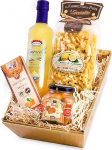 Amalfi Itaalia delikatesside kinkekorv koos Limoncello Sorrentost, Baba, pasta ja Modica &scaron;okolaadi kinkekorvi Itaalia